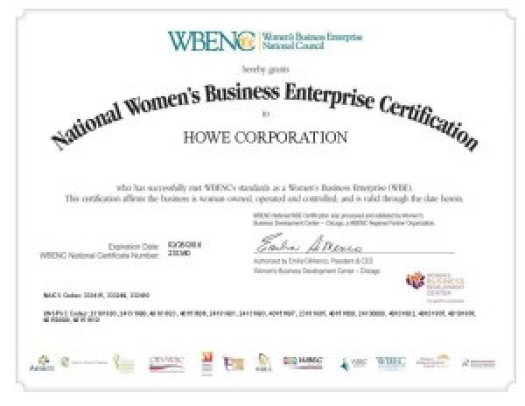 Howe Corporation Is WBE Certified